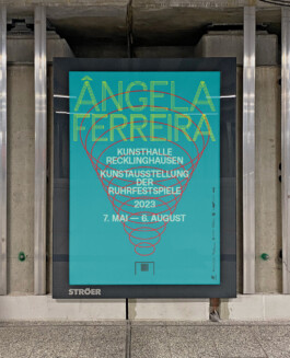 Poster für die Ausstellung Ângela Ferreira Kunstausstellung der Ruhrfestspiele Recklinghausen 2023 7. Mai – 6. August 2023 in der Kunsthalle Recklinghausen
